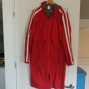 Speedo Team Red Long Water Resistant Warm Swim Zip Parka Coat Large